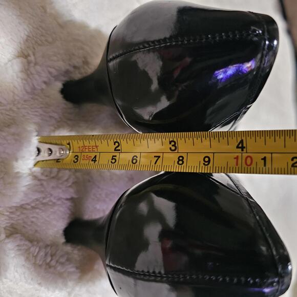 Anne Klein iflex Black Crocodile Embossed Patent Leather Pointed Kitten Heels 7 - Picture 4 of 9